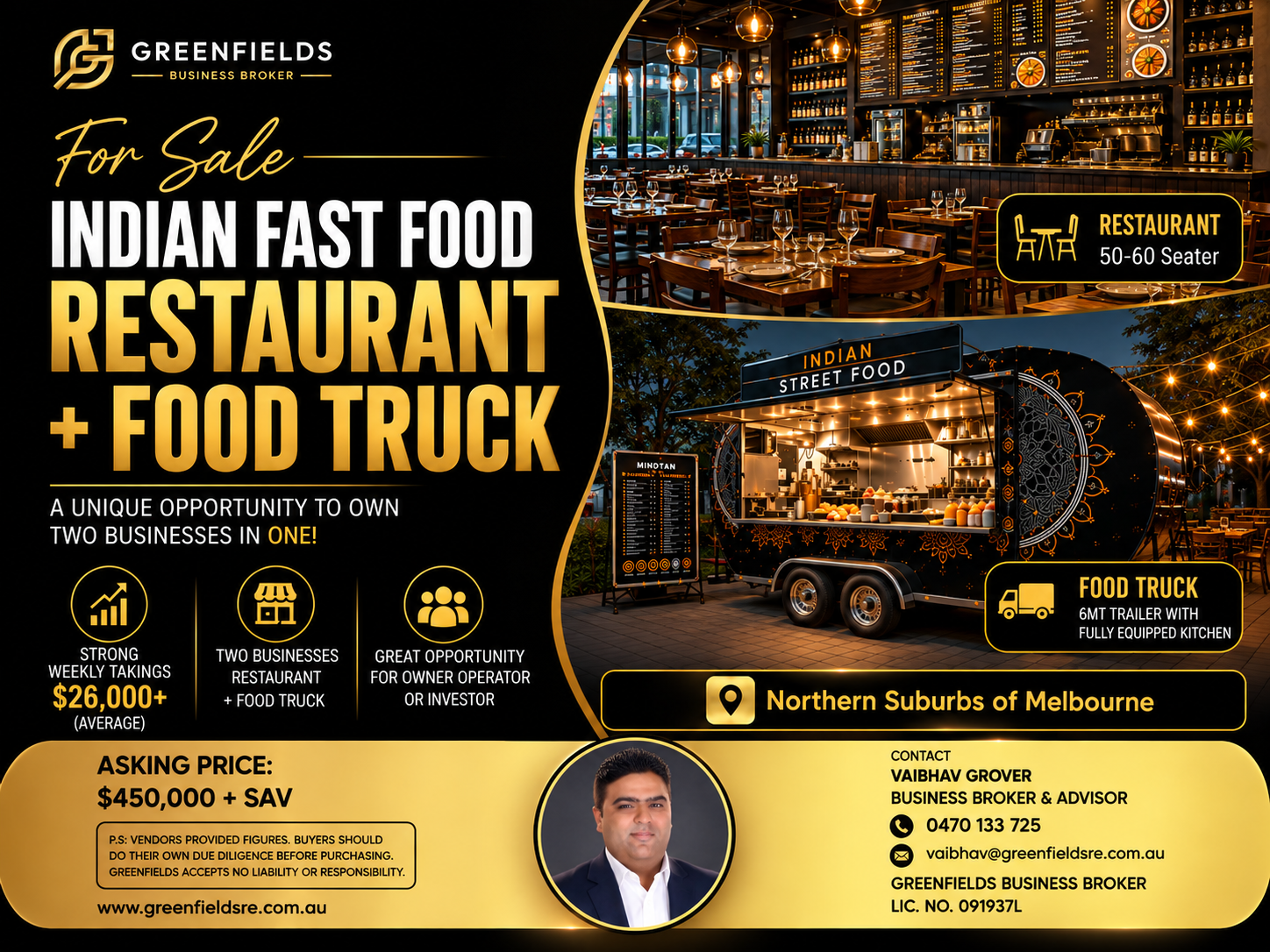 Indian Fast Food Restaurant + Food Truck for Sale | Melbourne Northern Suburbs | 2 Locations