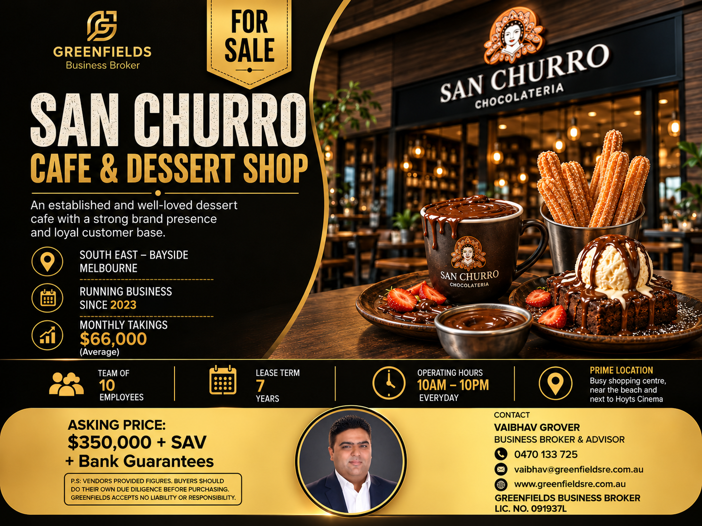 San Churro Café & Dessert Franchise for Sale | Prime Bayside Location